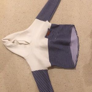 Blue and white sweater